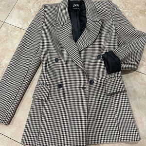 Zara plaid jacket blazer lined